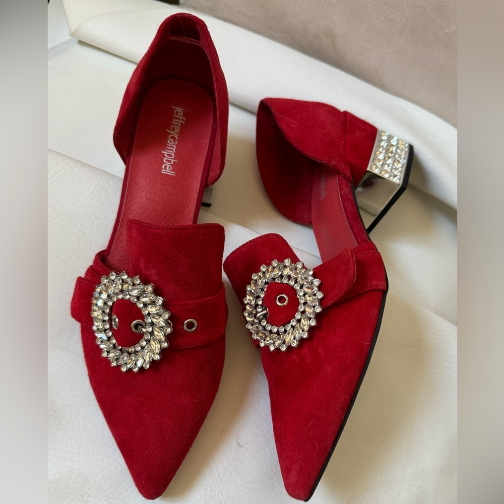 Jeffrey Campbell Red Suede Crystal Shoes